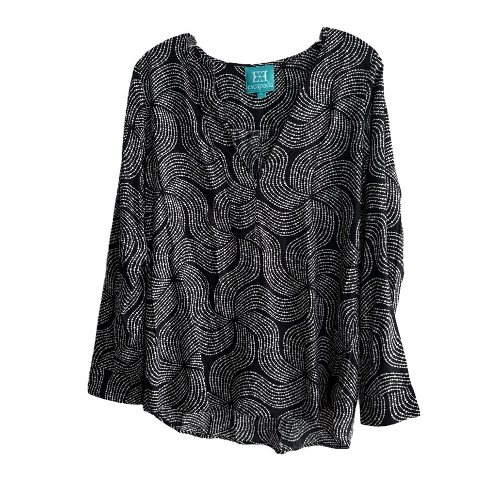 ESCAPADA  Resort Wear Patterned Blouse in Black and White Size Small - Picture 3 of 8